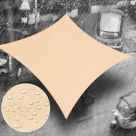 Royal Shade 14' x 14' Beige Square Waterproof Sun Shade Sail Canopy Awning, UPF50+ 98% UV Blockage & Water Resistant rsTADS14, Outdoor Backyard Patio Garden Carport (We Make Custom Size)