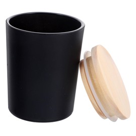 Operitacx Kerzenglasform zum Selbermachen Lampe Teelicht Kerzenwärmer Perlen vorratsbehälter aufbewahrungsbehälter Dosen für Aromatherapie-Kerzen kleiner Kerzenhalter aus Glas Bambus Black