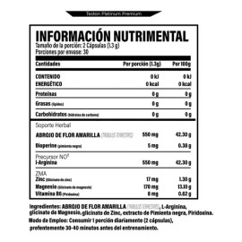 Teston Platinum Vitaminas Para Hombre 60 Cápsulas sin sabor Muscle Goodness                                                                           