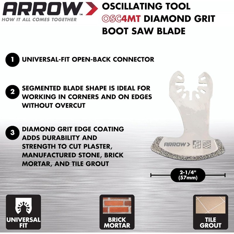 Arrow OSCTILE-EK 5-Piece Oscillating Tool Blade Kit for Grout and