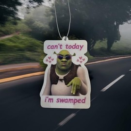 Funny 'Can't Today, I'm Swamped' Car Air Freshener, Hanging Design with Hearts | joke gift