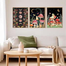 3 Pack Mushroom Diamond Painting Kits for Adults, 5D Moon Diamond Art Kits for Beginner, DIY Full Drill Gem Art Kits for Home Decor Wall Art and Crafts 12x16 Inch