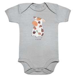 Mr. & Mrs. Panda Organic Cow Cotton Baby Bodysuit, gray, 12 - 18 months