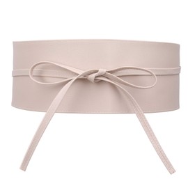 WedDecor Ladies Obi Waist Belt Self Tie Wrap Waistband Soft PU Leather Cinch Vintage Bowknot Belt for Wedding Dresses, Birthday Party, Daily Wear, 95mm Wide