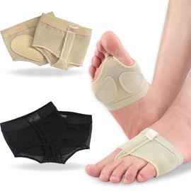 Clyhon Non-Slip Foot Pads Belly Socks Dance Paw Pad Practice Shoes Foot Toe Caps Toe Protection Shoes Half Sole Paw Pad Shoes Foot Thong Ballet for Women, 2 Pairs Skin/Black S