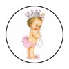 Homemade 48 BABY PRINCESS  ENVELOPE SEALS LABELS STICKERS 1.2" ROUND