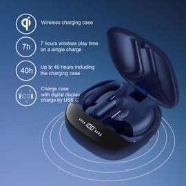 Mixx StreamBuds Sports Charge 2 True Wireless Earbuds, Bluetooth Wireless Earphones, 32 Hours Total Playtime, Over-Ear Hooks, 3 EQ Modes, Siri & Google Compatible (Blue)
