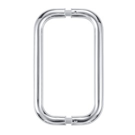 Ranbo C-Shaped 152mm Tubular Back-to-Back Frameless Glass Shower Door Push Pull Handle, Fits 8-12mm(5/16"-1/2") Glass Doors,152mm Mounting Hole Distance,for Shower Door,barn Door,Polished Chrome