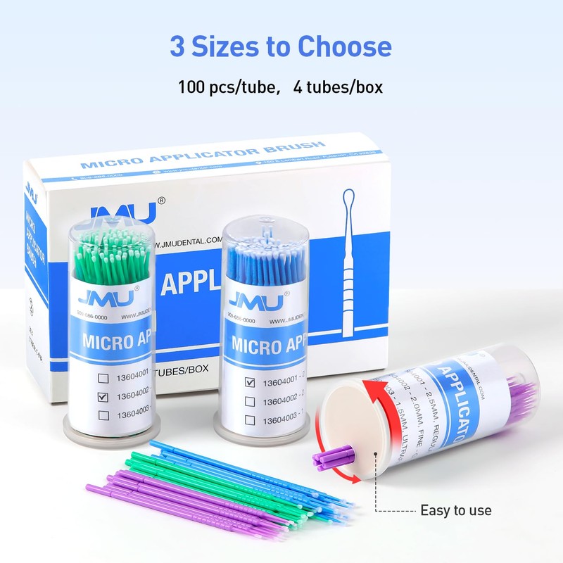 JMU 400pcs Dental Micro Applicators Brushes Superfine, Disposable Microswabs