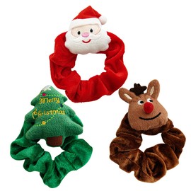 3pcs Plush Hair Tie Hair Ties for Women's Hair Polyester Hair Ropes Hair Scarf Christmas Ponytail Holders Big Scrunchies Christmas Scrunchies for Hair Xmas Hair Bands Cloth IWOWHERO