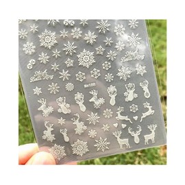 White Christmas Nail Sticker Reindeer Santa Tree Snow Snowman Bear Penguin Me188 Nail Wraps Art Stickers Manicure Supplies for Women for Home Nails Full Long Lasting Easy Apply and Remove