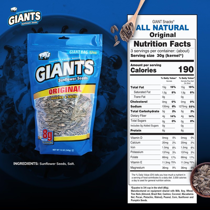 GIANTS Original Sunflower Seeds - Sunflower Seeds to Eat, Sunflower