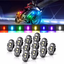 Universal 12PCS Wireless LED Strobe Lights 8 Colors USB Rechargeable Anti-Collision War...