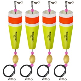 THKFISH Galleggianti da Pesca Mare 4 Pezzi Galleggiante Pesca Trota Galleggiante Popping Ponderato Giallo 35g