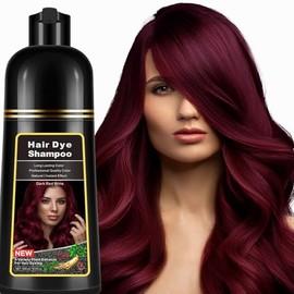 lymznus Champú Tinte Instantáneo Rojo Vino Oscuro 3 En 1 Para Canas, Champú De Color Natural Para Hombres Y Mujeres, 520 Ml (17.6 Oz Fl), Champú Herba