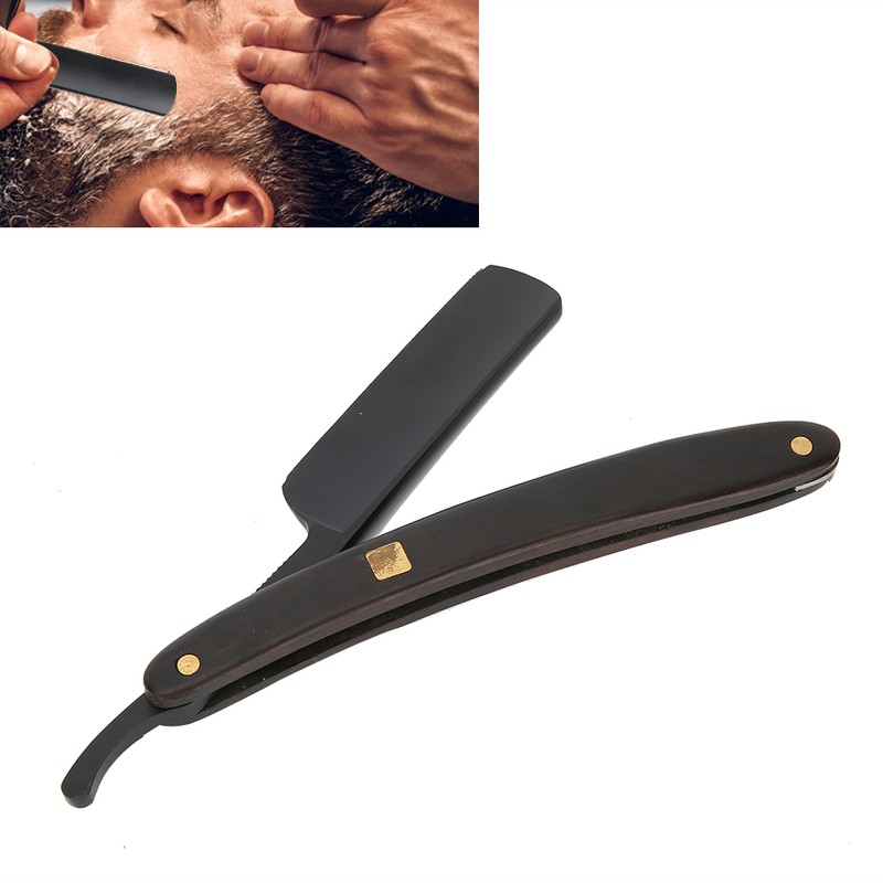 Sandalwood Handle Vintage Straight Manual Razor Holder Stainless Steel Beard