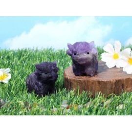 GUJOXILA 2" Amethyst Highland Cow Healing Cryatal Ornaments Highland Cow Cryatal Gifts for Women Statue Figurine Kitchen Office Desk Home Decor Purple Lucky Cute Small Gifts