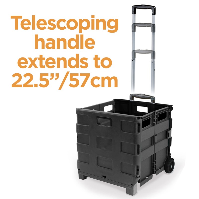 Inspired Living Ultra-Slim Rolling Collapsible Storage Pack-N-Roll Utility-carts, with Telescopic