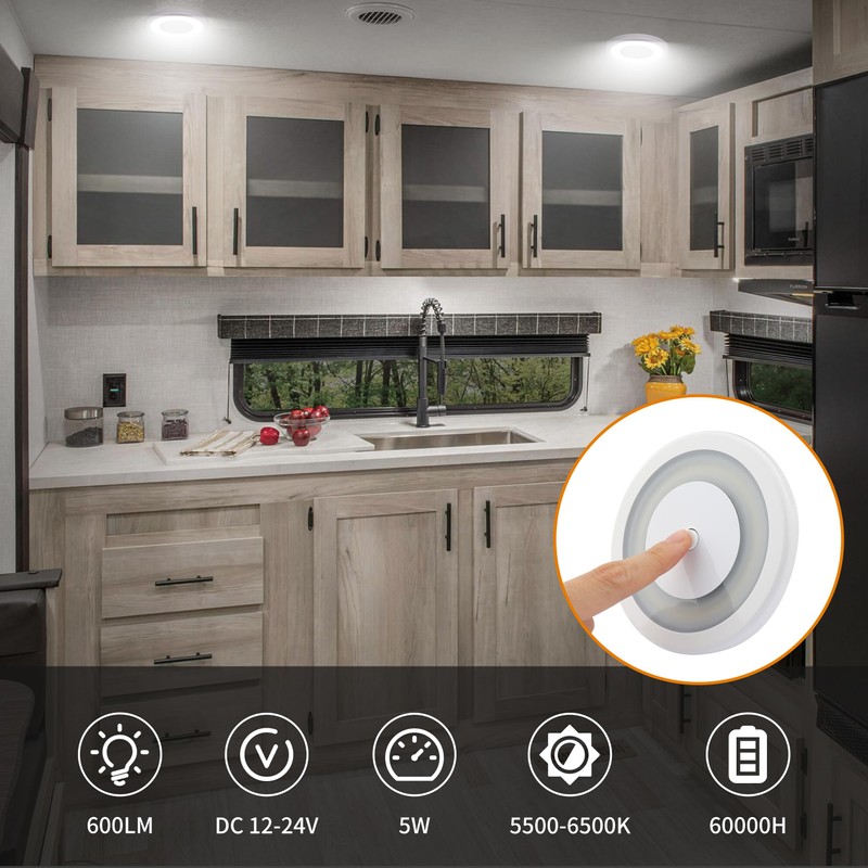 RVZONE RV Boat LED Ceiling Dome Light 12V 600LM RV
