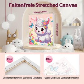 Pujeknm Pack of 4 Animals Paint by Numbers from 5 6 7 Years Girls with Frame Unicorn Sloth Alpaca Raccoon Painting by Numbers for Children Acrylic Paints with as a Gift, Medium 20 x 20 cm Cute Animals