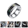 Happyyami 1pc Smart Temperature Display Couple Ring Chic Steel Jewelry