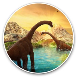 Vinyl Stickers (Set of 2) 15cm - Awesome Dinosaur Scene Jurassic 8529