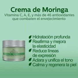 Crema Facial con Aceite de Moringa – Antiedad, Antimanchas y Antiarrugas Nutre, Reafirma y Aclara la Piel Textura Ligera Día y Noche Todo Tipo de Piel – 50g