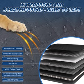 PetGenie Dog Car Seat Cover for Back Seat, 2025 Upgraded Hard Bottom Seat Extender Holds 400lbs, Waterproof & Anti-Scratch Dog Hammock Easy to Clean, Nonslip Pet Backseat Protector Fits Car Sedan SUV