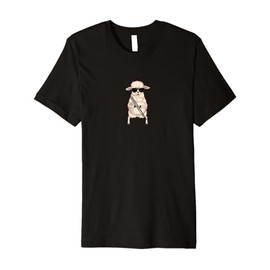 Funny Sheep Lamb Wearing Sunglasses Playing Bassoon Premium T-Shirt