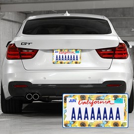 Swono Butterfly and Sunflower License Plate Frame Watercolor Sunflower Butterfly Blue License Plate Cover Aluminum Metal License Plate Holder Frame for Women Men Auto Decoration for US Car/Truck