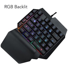 One Handed Gaming Keyboard, RGB Backlit USB Wired Single Hand Mechanical Keyboard, Half Keyboard, Professional Gaming Keypad, for Computer Gaming
