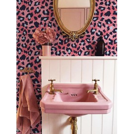 Ismoon Leopard Print Peel and Stick Wallpaper Pink Cheetah for Bedroom
