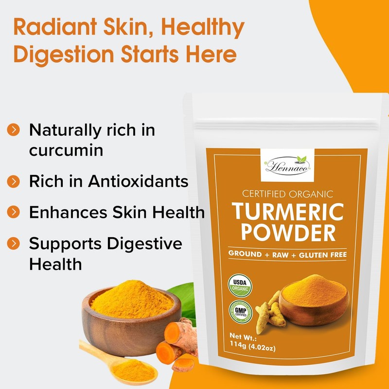 hennaco Organic Wild Turmeric Powder | Turmeric Curcumin Powder |