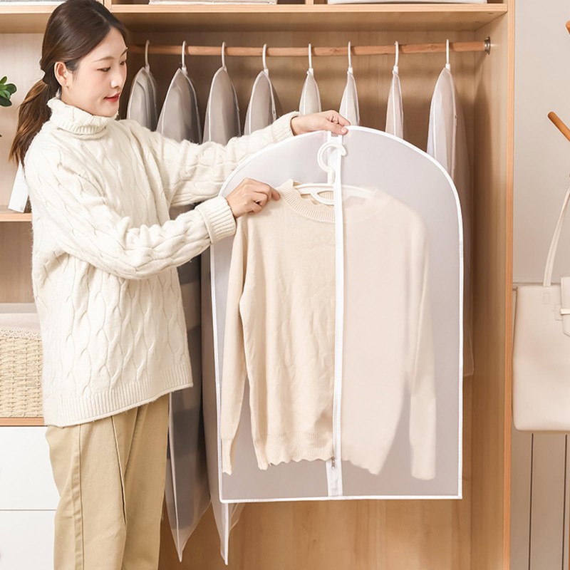 12 Pack Translucent Garment Bags, Hanging Clothes Suits Bag, Dust-Proof
