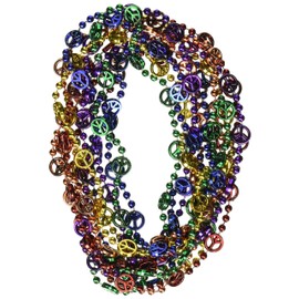 Beistle 57234 Peace Sign Beaded Necklaces, Multicolored , 33"