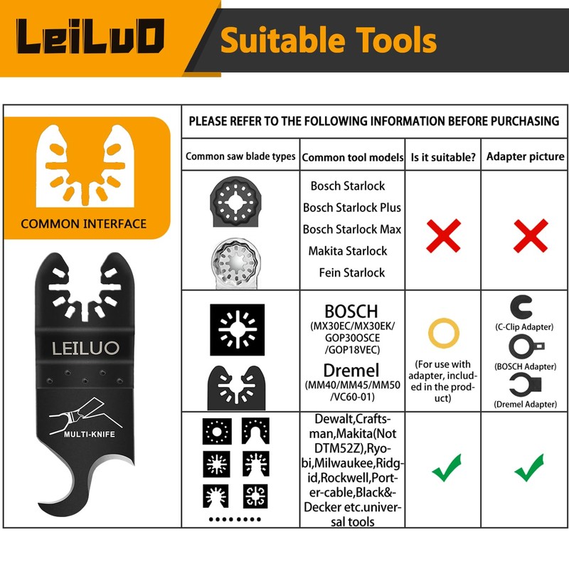 LEILUO 4 Pcs Multi Tool Hook Blade for Carpet Roof