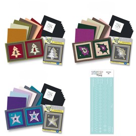 Felt by Clarity Christmas Craft Kit, 3 Die Sets with Mixed Felt Sheets, Stitch Ruler, Complete Project Set