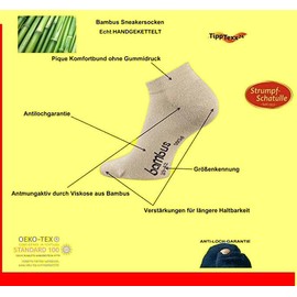 TippTexx 24 6 Pairs Unisex Bamboo Socks Odour Killer with Anti-Hole Guarantee, White trainers.