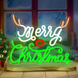 Merry Christmas Neon Sign Christmas Led Sign Neon Christmas Decorations Dimmable Xmas Neon Sign for Wall Decor Merry Christmas Neon Light Up Sign for Party Gift Bedroom Winter Home
