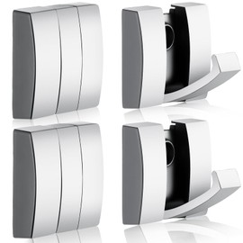 Queekay 4 Pcs Folding Hideaway Coat Hooks Heavy Duty Wall Towel Hooks for Bathrooms Retractable Coat Space Aluminum Wall Hanging Holder for Closet Scarf Hat Robe Key Purse Bag(Silver)