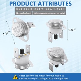 WKZO SRV230-1290 High Limit Switch for Heatilator Eco-Choice CAB50, PS35, PS50 and Quadra-Fire Pellet Stove 250°F High Limit Snap Disc #3 Safety Sensor Thermodisc with Manual Reset