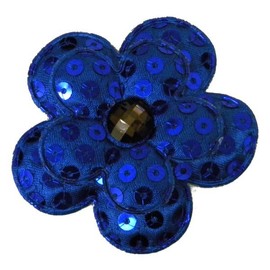 Small Puffy Sequin Flower Hair Clip for Girls - Royal Blue
