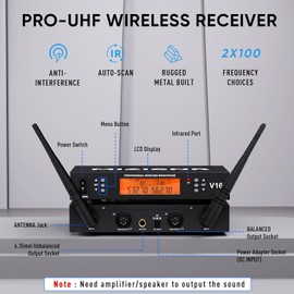 MIZISNR 2 Channel Wireless Lapel Microphone, Set of 2 Headset & Lavalier Mics with 200 Adjustable Frequency UHF Metal Receiver, 300ft Range Microphone System for Church, Karaoke, Preaching, Wedding