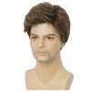 Siudus Men's Brown Short Wig Straight Side Part Layer Natural