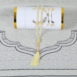 Islamic Prayer Rug Elegant Masjid Pattern Thin Mat Muslim Portable Blanket with Beads Ramadan Eid Gift Rug Turkish Prayer Carpet