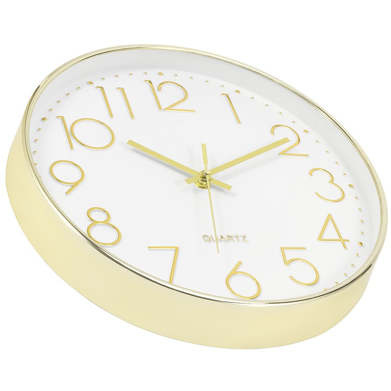 Foxtop Gold Wall Clock 12 Inch Silent Non-Ticking Battery Operated