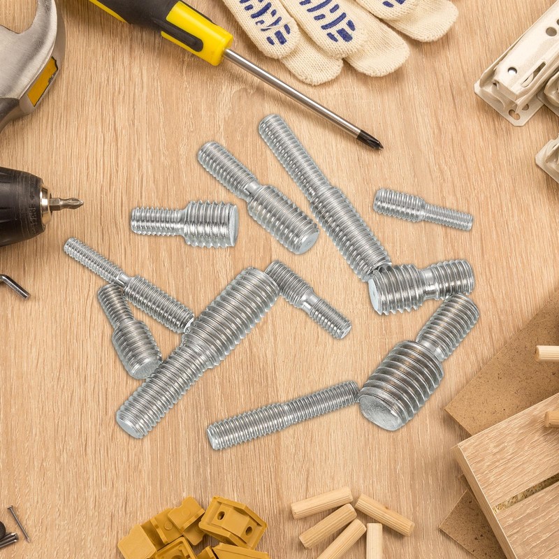 PATIKIL M10x15 to M12x15 Double End Threaded Stud Screw Bolt,