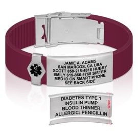 Divoti Custom Engraved Medical Alert ID Bracelet – Dual-Sided Laser Etching, Silicone Wristband, Stainless Steel Security Clasp – Adjustable & Trim-to-Fit – Emergency Medical Info Band - PRO WR SS BL