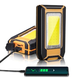 Favorlite 2 Pack 40W 1600LM LED Work Light, Rechargeable Portable Magnetic Flood Lights for Outdoor Camping Emergency Car Repairing and Waterproof Job Site Lighting