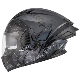 OUMURS DOT Motorcycle Full Face Helmet, Flip Up Dual Visor, Adult, Sun Shield, Lightweight, Street Bike, DOT Approved, Sport Bike, Unisex, Model-167, Future Gray - XL
